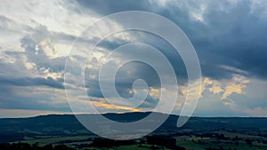 Countryside rural clouds Timelapse. Tropical scenery. Motion at blue sky.