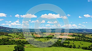 Countryside rural clouds Timelapse. Tropical scenery. Motion at blue sky.