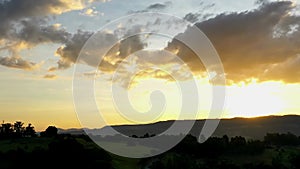 Countryside rural clouds Timelapse. Tropical scenery. Motion at blue sky.