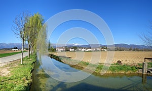 Countryside in spring, panoramic view