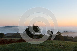 Countryside under the fog in Brittany