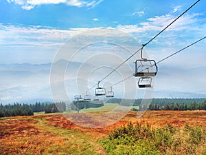 A colorful countryside with cableway at Kubinska Hola mountain