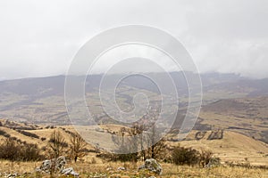 Countryside village and agriculture fields 