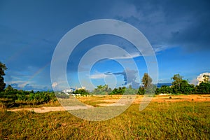 The countryside where rain clouds form