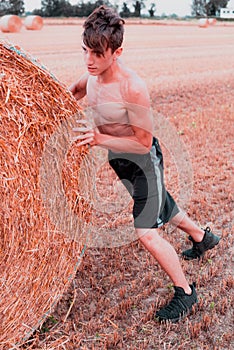 Countryside workout at sunset hight contrast style image