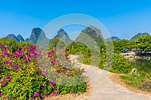 The countryside of Yangshuo, in the Yulong River Valley, Guilin, Guangxi, China