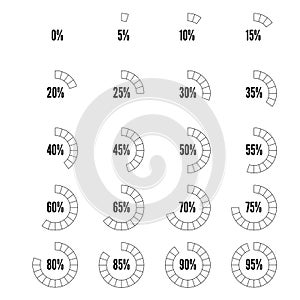 Countur progress indicators set, vector illustration for design