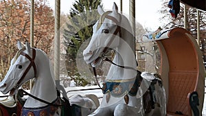 County fair fairground merry-go-round at daytime in winter