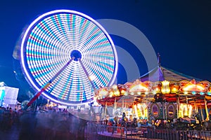 County Fair at night Ferris Wheel on the Midway