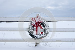 County fence Christmas wreath