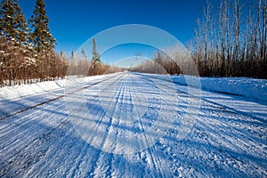 County road E in Merrill, Wisconsin after a snow storm