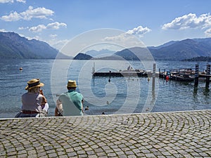 Couple admiring the lake