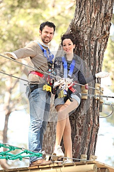 Couple in adventure park