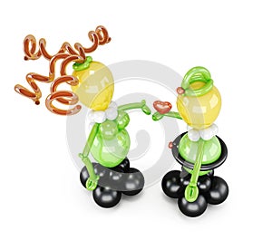 Couple of air balloons isolated on white background. Top view. 3