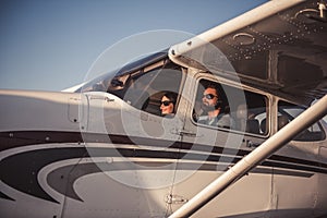 Couple in aircraft