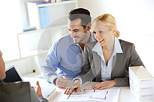 Couple in architect office