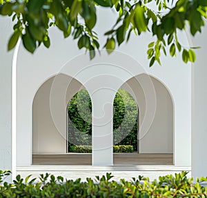 Couple of Archways With Trees in the Background photo