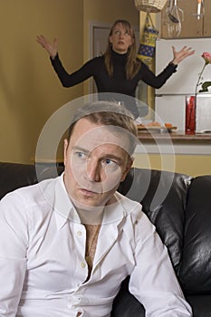 Couple arguing in apartment