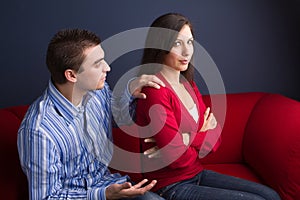 Couple arguing and having relationship problems.