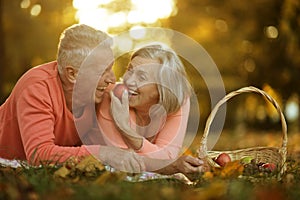 Couple in autumn park