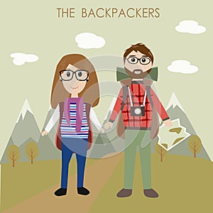 The couple backpackers