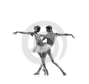 Couple of ballet dancers isolated on white