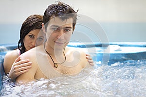 Couple bathing at jacuzzi