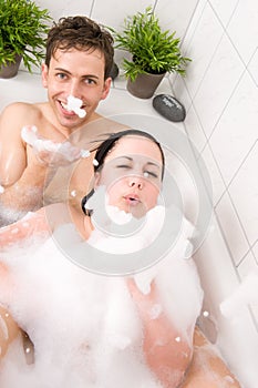 Couple in bathtub