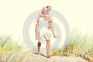 Couple Beach Bonding Getaway Romance Holiday Concept