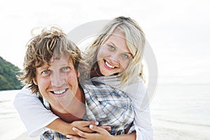 Couple Beach Bonding Getaway Romance Holiday Concept