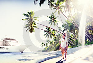 Couple Beach Bonding Romance Holiday Concept