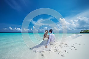 couple on the beach from generative ai