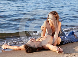 Couple at the beach photo