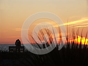 Sobre el Playa sobre el atardecer 