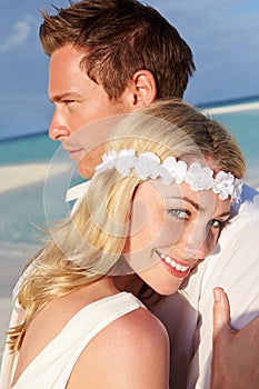 Couple At Beautiful Beach Wedding