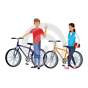 Couple in bicicles
