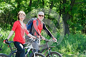 Couple biking