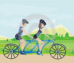 Couple biking in the mountains