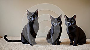 A Couple Of Black Cats Sitting Next To Each Other. Generative AI