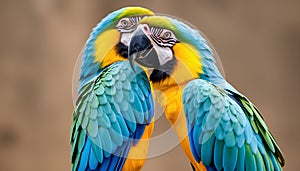 couple Blue and yellow macaw 2