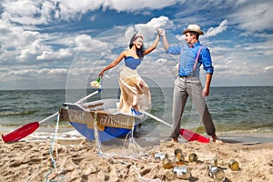 Couple in a boat outdoors