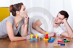 Couple during break in games