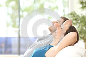 Couple breathing and resting at home