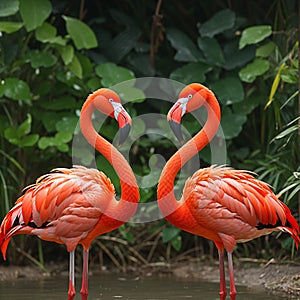 two Flamingo love talk