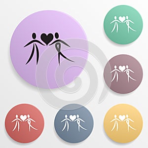 A couple with a broken heart badge color set icon. Simple glyph, flat vector of valentine\'s day- wedding icons for ui and ux,