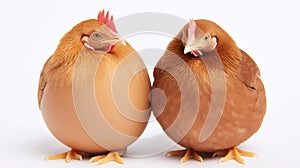 Couple brown chicken egg on white background generated by AI tool.