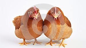 Couple brown chicken egg on white background generated by AI tool.