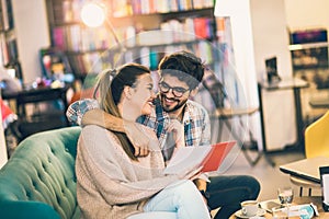 Couple in cafe enjoying the time spending with each other