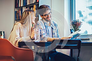 Couple in cafe enjoying the time spending with each other