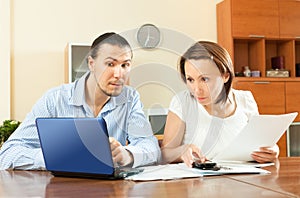 Couple calculating family budget